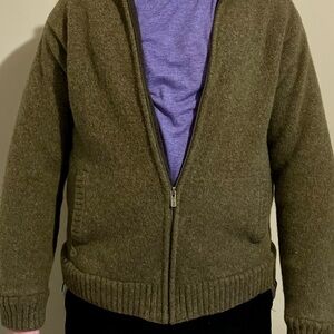 L.L. Bean Olive Green Zip-Front Men's Cardigan